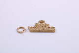 Bon Voyage Charm, Made from Solid 9ct Yellow Gold, British Hallmarked, Complete with Attachment Link