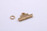Bon Voyage Charm, Made from Solid 9ct Yellow Gold, British Hallmarked, Complete with Attachment Link