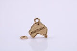Australia Charm, Made from Solid 9ct Yellow Gold, British Hallmarked, Complete with Attachment Link