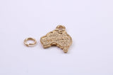 Australia Charm, Made from Solid 9ct Yellow Gold, British Hallmarked, Complete with Attachment Link