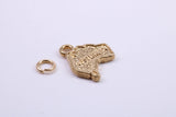 Australia Charm, Made from Solid 9ct Yellow Gold, British Hallmarked, Complete with Attachment Link