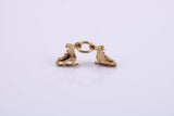 Pair of Ice Skates Charm, Traditional Charm, Made from Solid 9ct Yellow Gold, British Hallmarked, Complete with Attachment Link