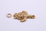 Turtle Charm, Traditional Charm, Made from Solid 9ct Yellow Gold, British Hallmarked, Complete with Attachment Link