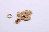Turtle Charm, Traditional Charm, Made from Solid 9ct Yellow Gold, British Hallmarked, Complete with Attachment Link