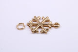 Snow Flake Charm, Traditional Charm, Made from Solid 9ct Yellow Gold, British Hallmarked, Complete with Attachment Link