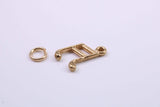 Musical Beam Note Charm, Made from Solid 9ct Yellow Gold, British Hallmarked, Complete with Attachment Link