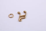 Musical Beam Note Charm, Made from Solid 9ct Yellow Gold, British Hallmarked, Complete with Attachment Link
