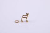 Musical Beam Note Charm, Made from Solid 9ct Yellow Gold, British Hallmarked, Complete with Attachment Link