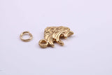 Angel Fish Charm, Traditional Charm, Made from Solid 9ct Yellow Gold, British Hallmarked, Complete with Attachment Link