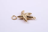 Star Fish Charm, Traditional Charm, Made from Solid 9ct Yellow Gold, British Hallmarked, Complete with Attachment Link