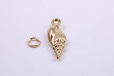 Sea Shell Charm, Made from Solid Cast Yellow Gold, British Hallmarked, Complete with Attachment Link