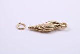 Sea Shell Charm, Made from Solid Cast Yellow Gold, British Hallmarked, Complete with Attachment Link