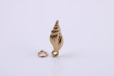 Sea Shell Charm, Made from Solid Cast Yellow Gold, British Hallmarked, Complete with Attachment Link