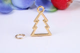 Christmas Tree Charm, Traditional Charm, Made from Solid Cast Yellow Gold, British Hallmarked