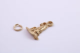 Wizards Hat Charm, Made from Solid Cast Yellow Gold, British Hallmarked, Complete with Attachment Link