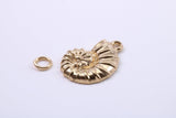 Sea Shell Charm, Traditional Charm, Made from Solid 9ct Yellow Gold, British Hallmarked, Complete with Attachment Link