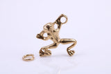 Frog Charm, Traditional Charm, Made from Solid 9ct Yellow Gold, British Hallmarked, Complete with Attachment Link