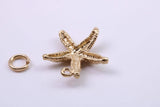 Star Fish Charm, Traditional Charm, Made from Solid 9ct Yellow Gold, British Hallmarked, Complete with Attachment Link