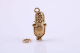 Antique Microphone Charm, Traditional Charm, Made from Solid 9ct Yellow Gold, British Hallmarked, Complete with Attachment Link