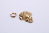 Sea Shell Charm, Made from Solid Cast Yellow Gold, British Hallmarked, Complete with Attachment Link