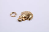 Sea Shell Charm, Made from Solid Cast Yellow Gold, British Hallmarked, Complete with Attachment Link