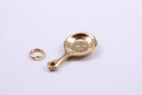 Frying Pan Charm, Made from Solid Cast Yellow Gold, British Hallmarked, Complete with Attachment Link
