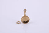Frying Pan Charm, Made from Solid Cast Yellow Gold, British Hallmarked, Complete with Attachment Link