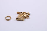 USA Flag Charm, Traditional Charm, Made from Solid 9ct Yellow Gold, British Hallmarked, Complete with Attachment Link