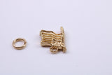 USA Flag Charm, Traditional Charm, Made from Solid 9ct Yellow Gold, British Hallmarked, Complete with Attachment Link