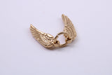 Wings Charm, Traditional Charm, Made from Solid 9ct Yellow Gold, British Hallmarked, Complete with Attachment Link