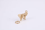 Butterfly Charm, Traditional Charm, Made from Solid Yellow Gold, British Hallmarked, Complete with Attachment Link