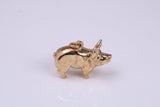 Farm Pig Charm, Made From Solid 9ct Yellow Gold, British Hallmarked and Complete With Attachment Link