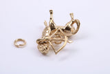 Sagittarius Zodiac Sign Charm, Traditional Charm, Made from Solid 9ct Yellow Gold, British Hallmarked, Complete with Attachment Link