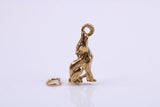 Wolf Charm, Made from Solid Cast Yellow Gold, British Hallmarked, Complete with Attachment Link