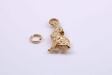 Wolf Charm, Made from Solid Cast Yellow Gold, British Hallmarked, Complete with Attachment Link