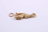 Wolf Charm, Made from Solid Cast Yellow Gold, British Hallmarked, Complete with Attachment Link