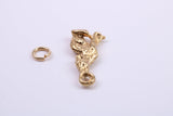 Wolf Charm, Made from Solid Cast Yellow Gold, British Hallmarked, Complete with Attachment Link