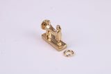 Sewing Machine Charm, Traditional Charm, Made From Solid Yellow Gold with British Hallmark, Complete with Attachment Link