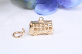 London Bus Charm, Traditional Charm, Made from Solid Yellow Gold, British Hallmarked, Complete with Attachment Link