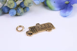 School Bus Charm, Made from Solid Cast Yellow Gold, British Hallmarked