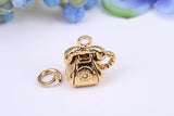Vintage Telephone Charm, Made From Solid Cast Yellow Gold with British Hallmark, Complete with Attachment Link