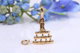 Wedding Cake Charm, Made from Solid Cast Yellow Gold, British Hallmarked