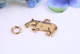 Hippopotamus Charm, Made from Solid Cast Yellow Gold, British Hallmarked
