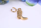 Cowboy Boot Charm, Made from Solid Cast Yellow Gold, British Hallmarked