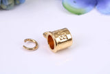 Baby Mug Charm, Made from Solid Yellow Gold, British Hallmarked, Complete with Attachment Link