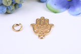 Hamsa Hand Charm, Made from Solid Cast Yellow Gold, British Hallmarked