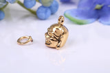Buddha Charm, Made from Solid Yellow Gold, British Hallmarked, Complete with Attachment Link