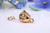 Buddha Charm, Made from Solid Yellow Gold, British Hallmarked, Complete with Attachment Link