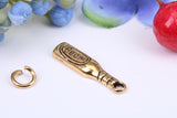Beer Bottle Charm, Made From Solid Cast Yellow Gold with British Hallmark