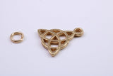 Trinity Knot Charm, Traditional Charm, Made from Solid 14K Yellow Gold, British Hallmarked, Complete with Attachment Link